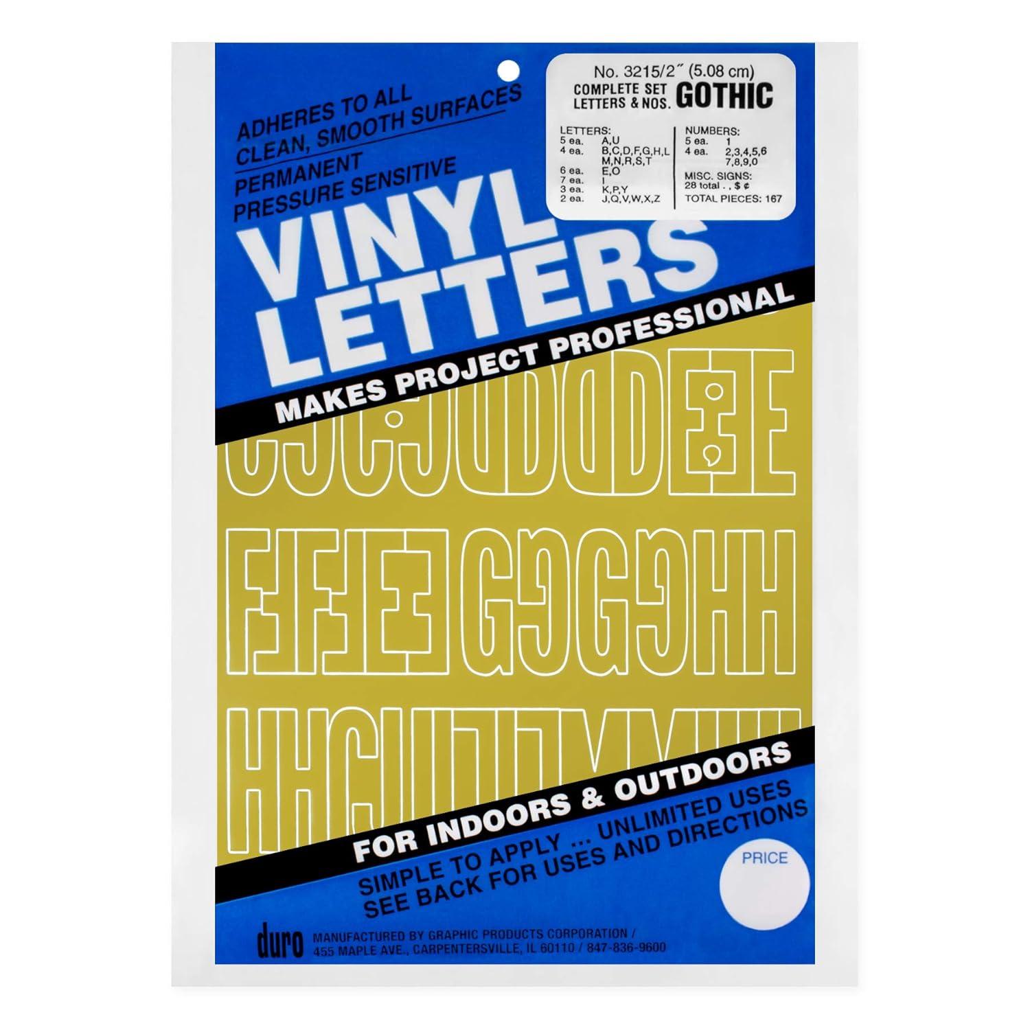 Duro Permanent Adhesive Vinyl Letters & Numbers 2" 167/Pkg-Gold