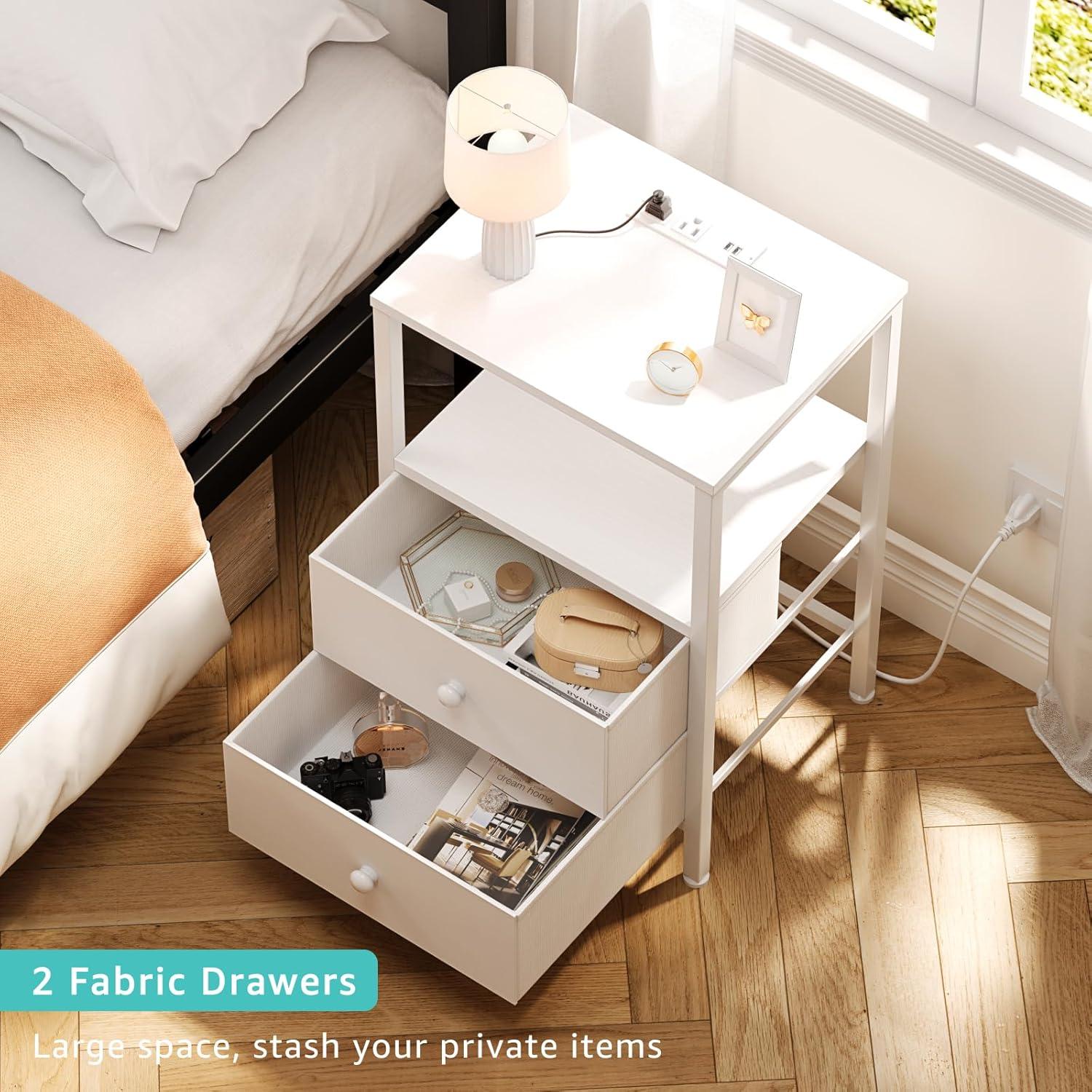 Furologee Nightstands Set of 2, White