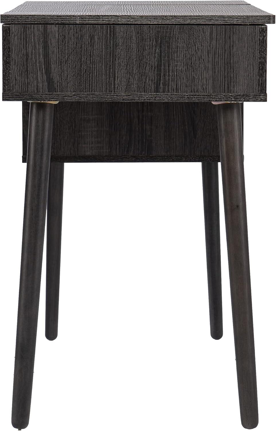 Harzen Storage Vanity with Mirror Black - Holly & Martin: Hidden Compartment, Telescoping Legs