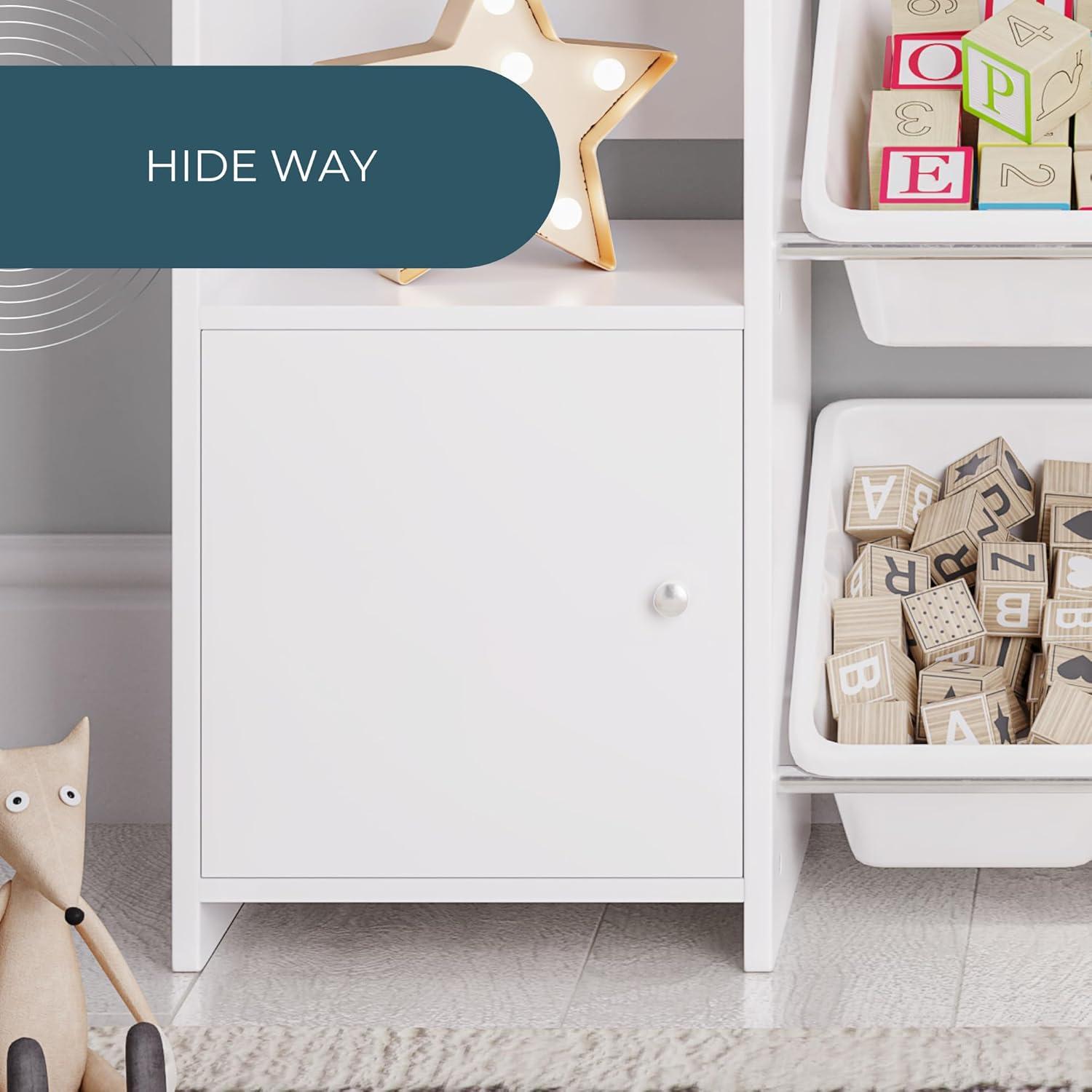 Sturdis Kids Toy Storage Organizer With Bookshelf and White Bins