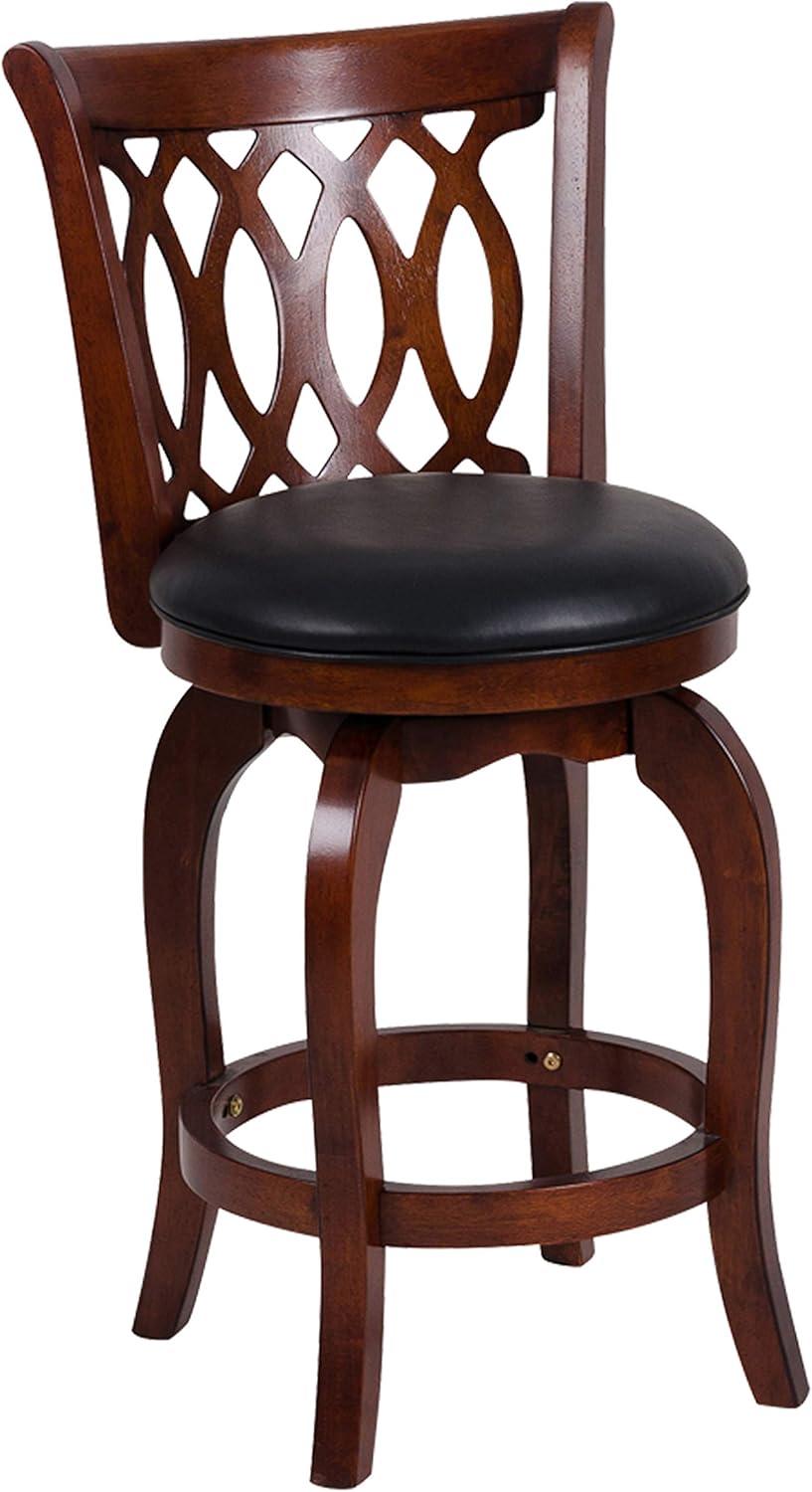 Shapel Faux Leather Swivel Bar Stool in Dark Cherry - Lexicon