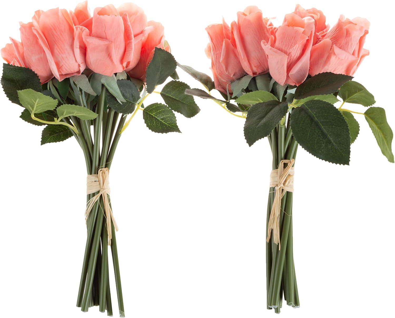 Pure Garden 24Pc Real Touch Rose Artificial Flowers with Stems