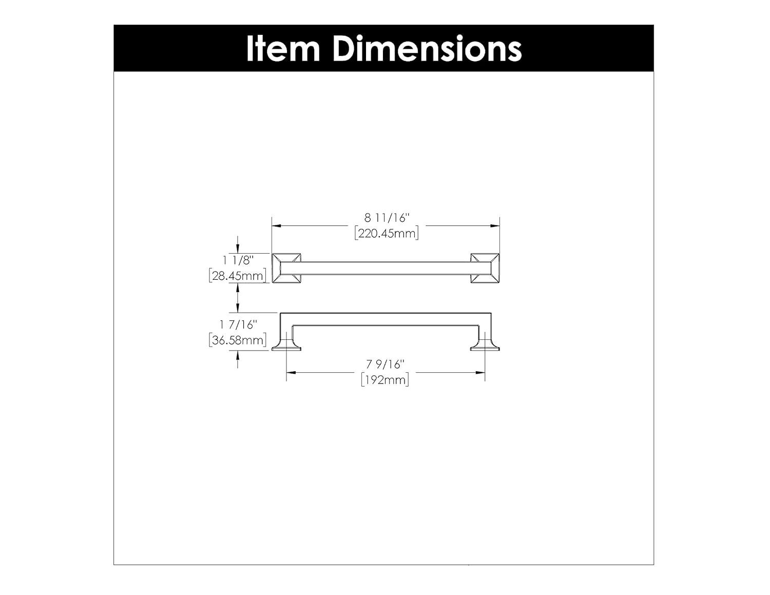 Hickory Hardware Studio Collection Pull 7-9/16 Inch (192mm) Center to Center Polished Nickel Finish