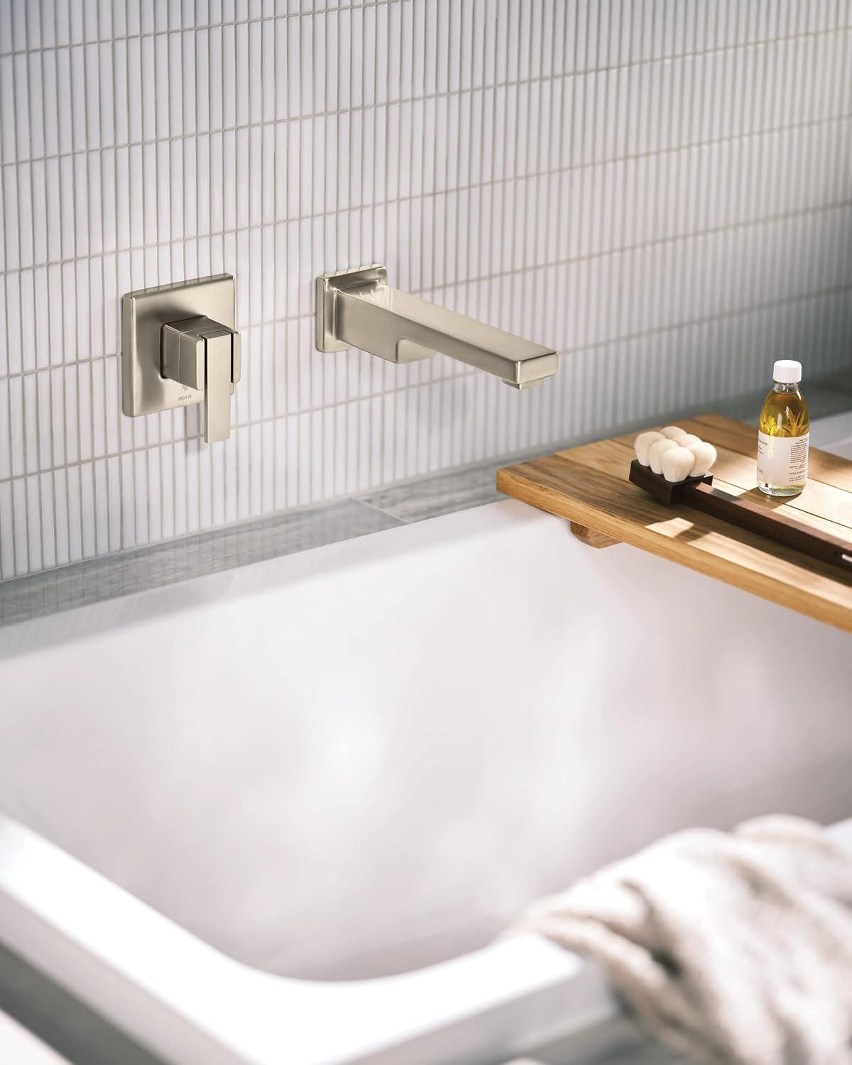 Sleek 90 Degree Brushed Nickel Wall-Mount Tub Filler with Single Handle