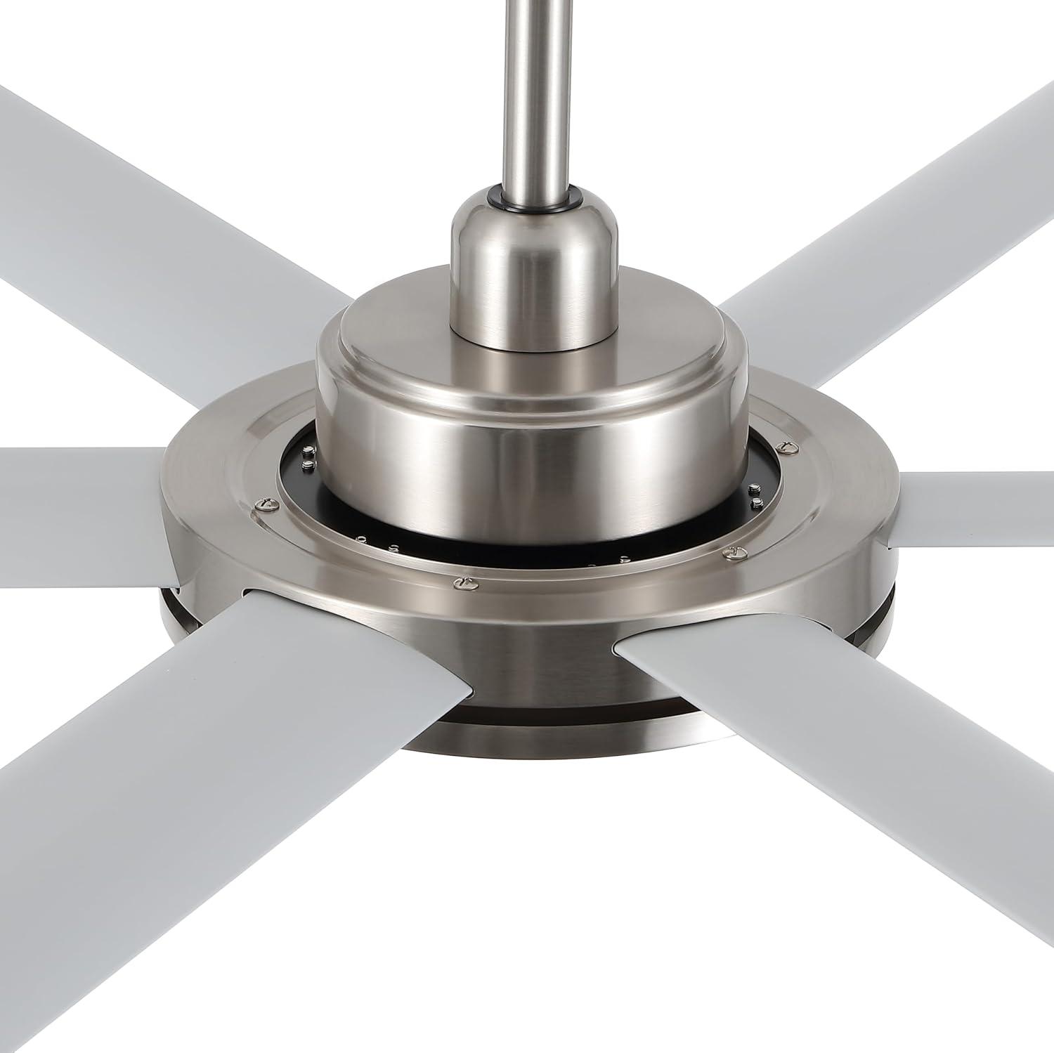 96" Industrial Ceiling Fan with Light and Remote Control, 6-Speed Noiseless Reversible DC Motor, 6 Durable Aluminum Double-Layer Blades Large Ceiling Fan for Home or Commercial Silver