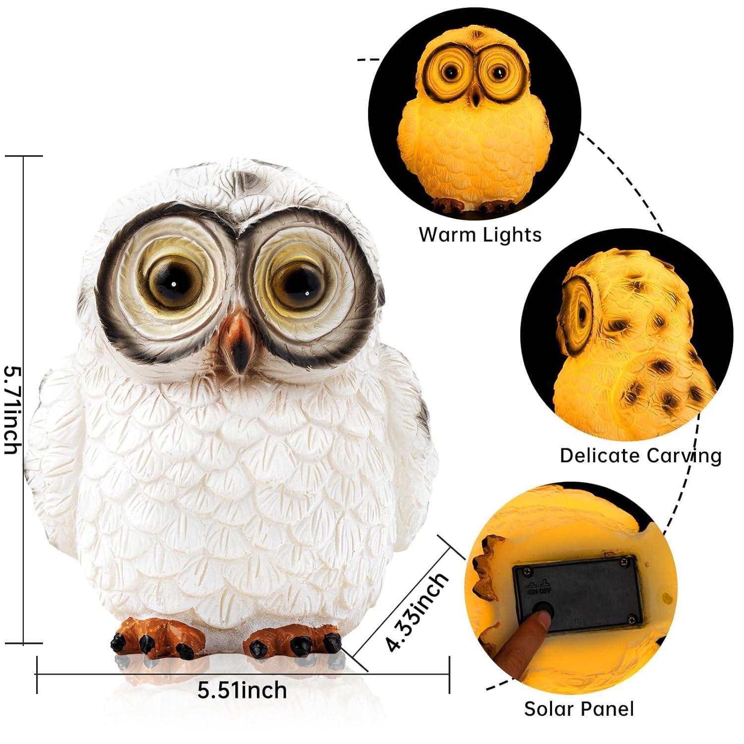 VibHome Animals Simulation Statue Ornament Owl Resin Handicraft Solar Garden Courtyard Decoration LED Light