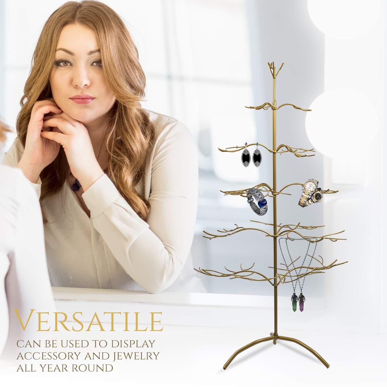 Elegant 36" Silver Metal Christmas Tree & Jewelry Organizer