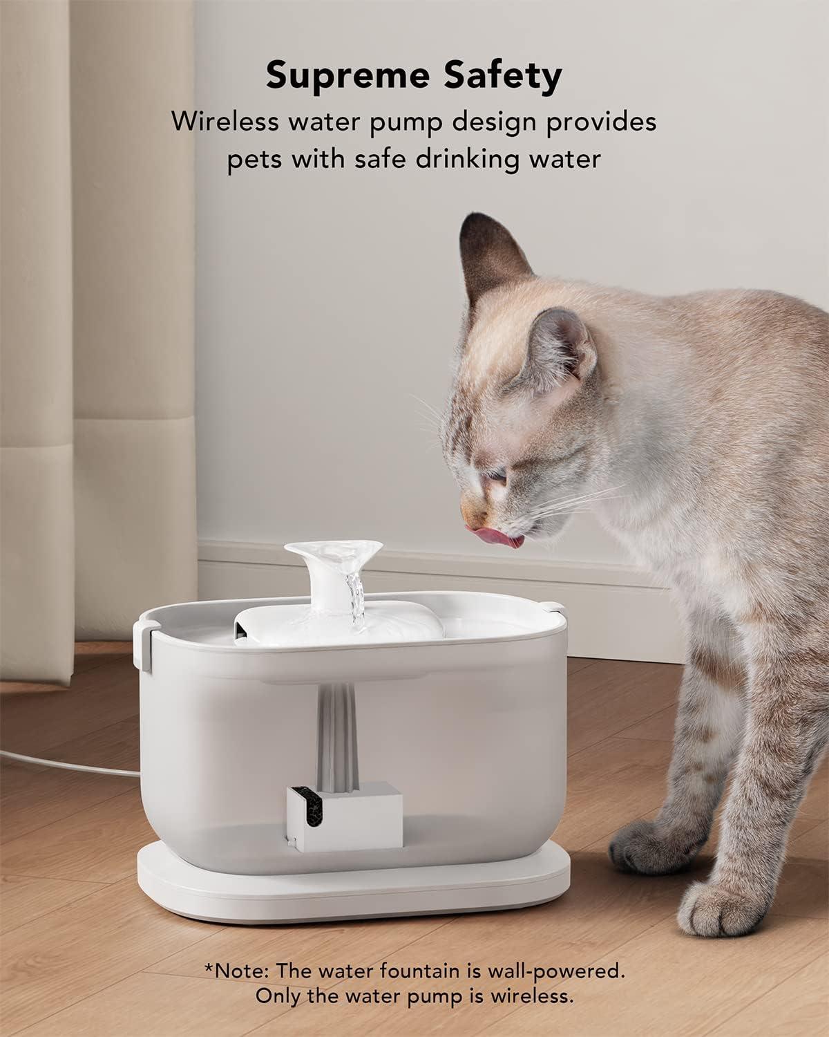 Petlibro Dockstream Wireless Pump Cat Water Fountain With 1 Replacement Wireless Pump, White