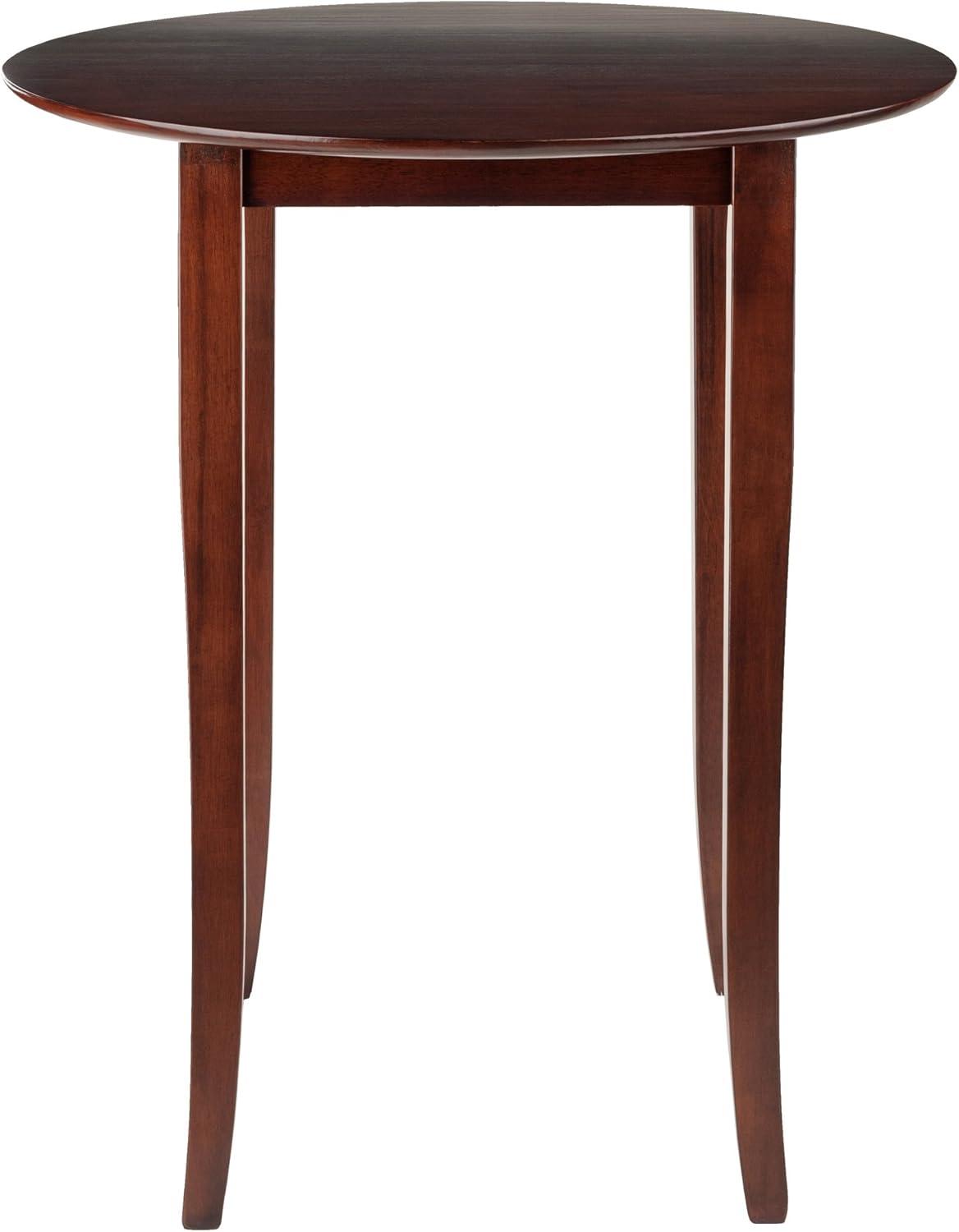 Fiona Round High/Pub Table Antique Walnut - Winsome: Solid Wood, 4-Seat, Breakfast Nook