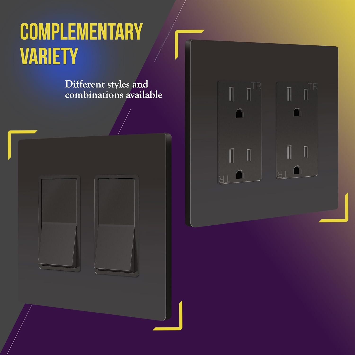 ENERLITES Elite Series Screwless Decorator Wall Plate Child Safe Outlet Cover, Size 1-Gang, Unbreakable Polycarbonate Thermoplastic, SI8831-DB, Dark Bronze