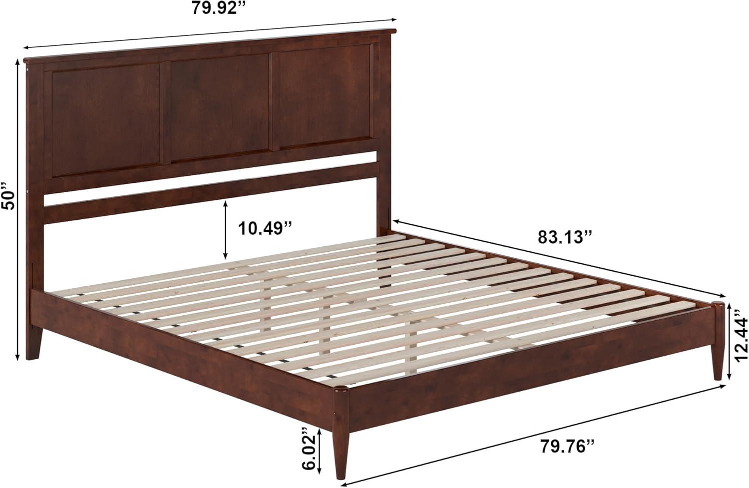 AFI Charlotte King Solid Wood Low Profile Platform Bed, Walnut