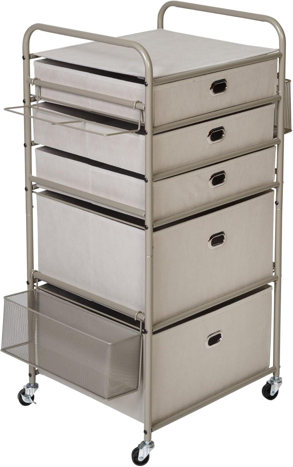 Gray 5-Tier Steel Rolling Craft Storage Cart