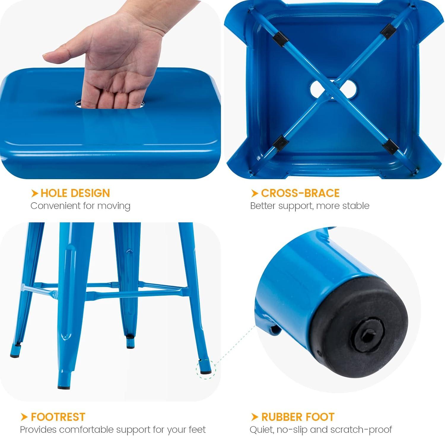 Williston Forge Kohki 24" Counter Stool Metal Bar Stools Counter Height Barstools Backless Indoor/Outdoor Bar Stools Kitchen Counter Stools Chairs(Set of 4)