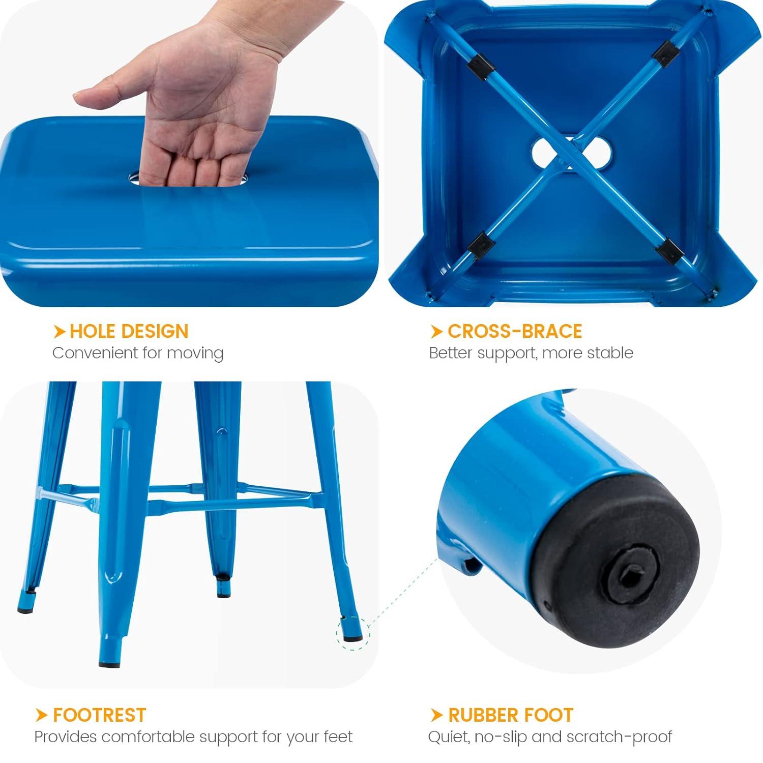 Williston Forge Kohki 24" Counter Stool Metal Bar Stools Counter Height Barstools Backless Indoor/Outdoor Bar Stools Kitchen Counter Stools Chairs(Set of 4)