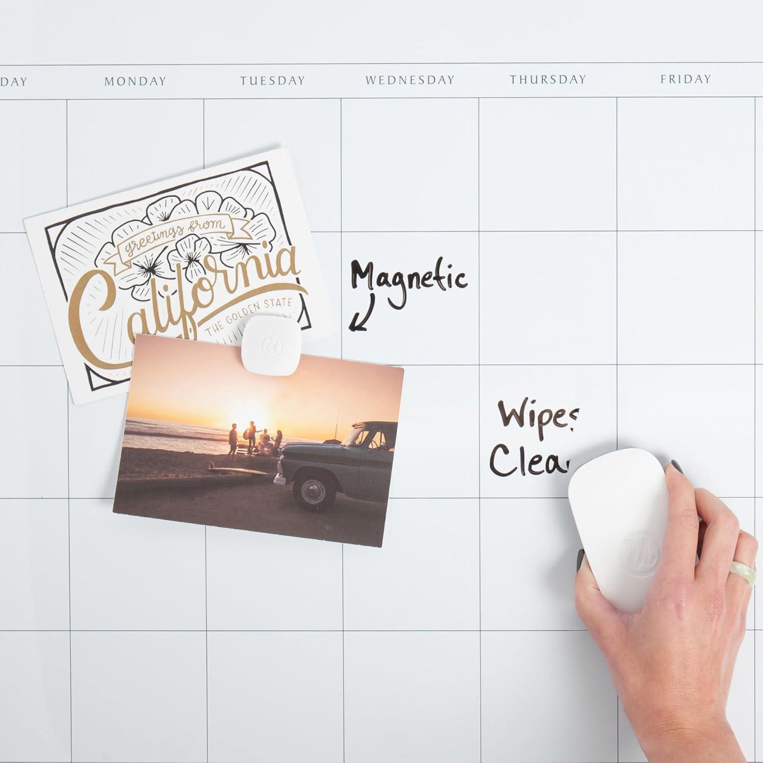 U Brands 40"x30" Magnetic Dry Erase Calendar Board White Decor Frame