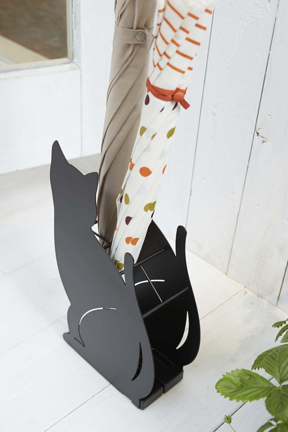 Black Cat Silhouette Metal Umbrella Stand