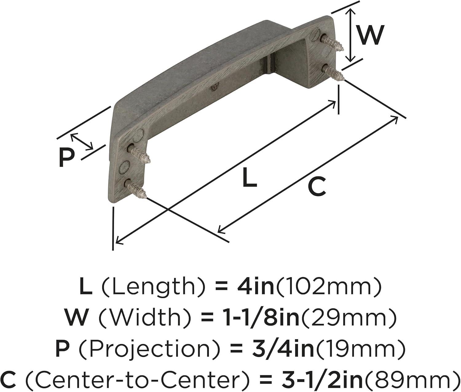 Amerock | Cabinet Cup Pull | Aged Pewter | 3-1/2 inch (89 mm) Center to Center | Highland Ridge | 1 Pack | Drawer Pull | Drawer Handle | Cabinet Hardware