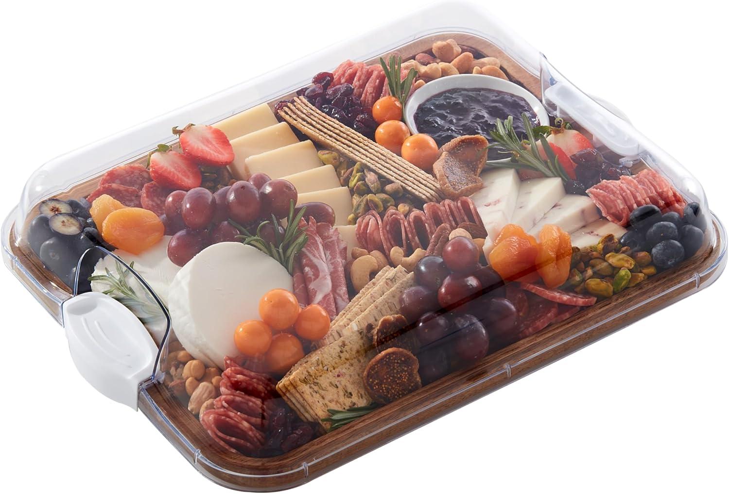 Rectangular White Plastic Charcuterie Board with Lid