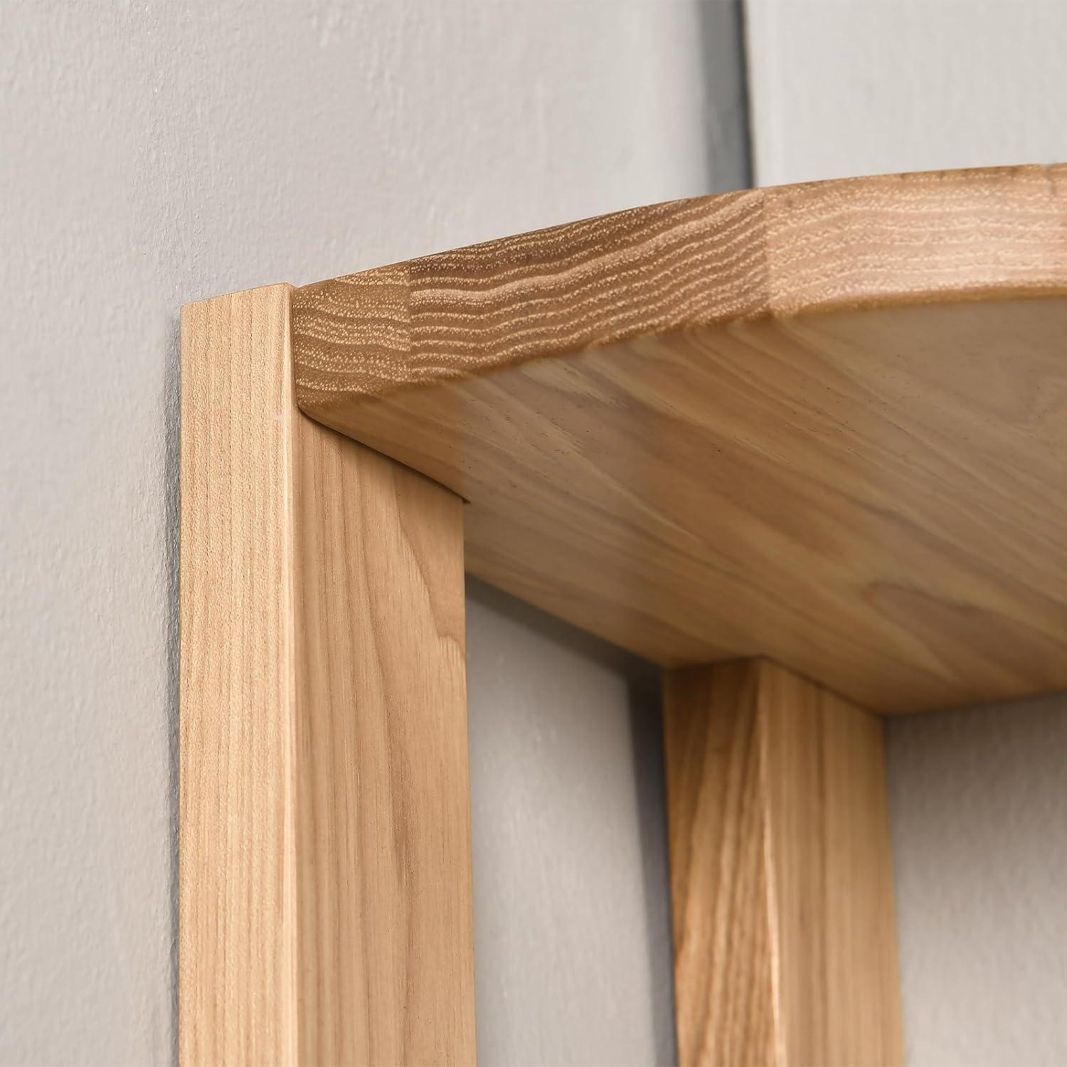 CONSDAN Corner Shelf, 4 Pieces, USA-Grown Solid Hickory Hardwood