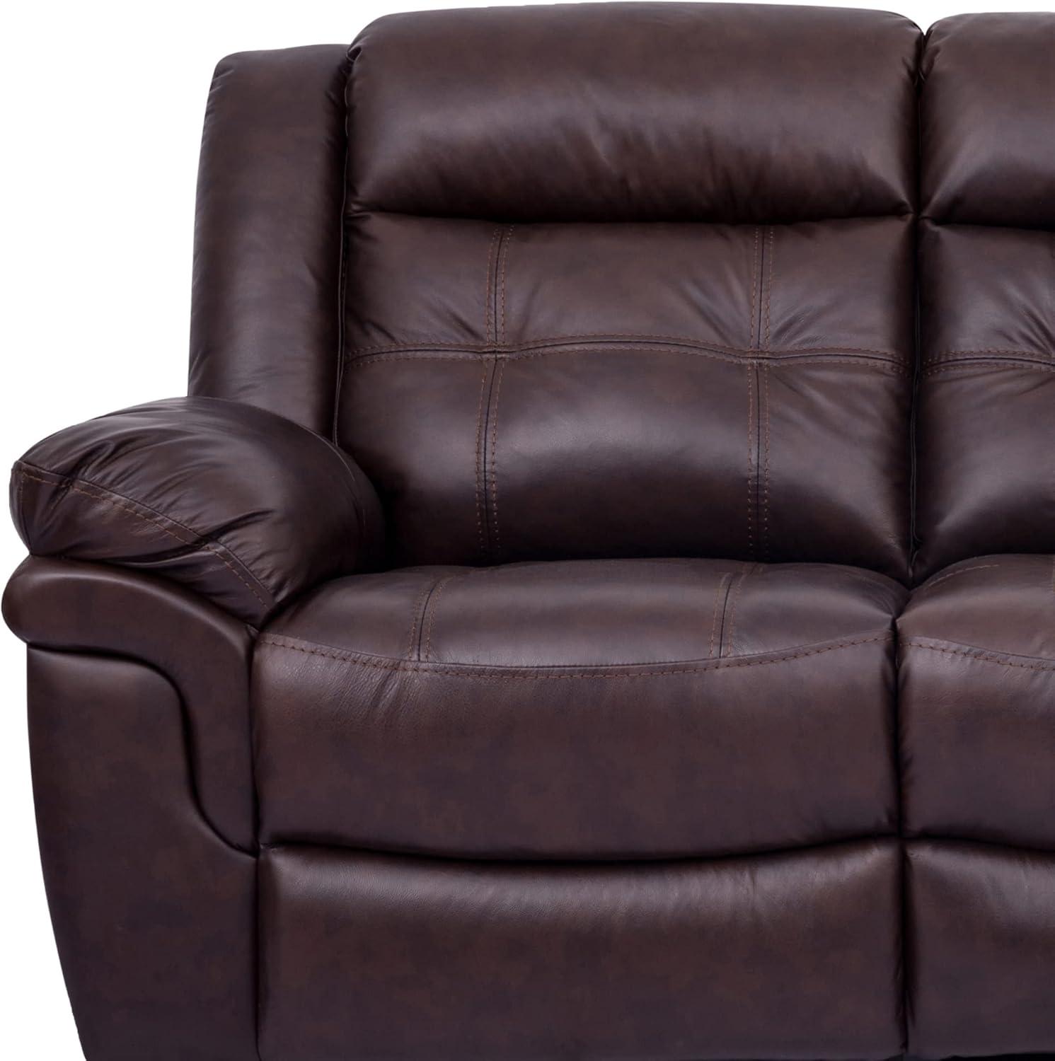 Marcel Manual Reclining Sofa in Dark Brown Leather