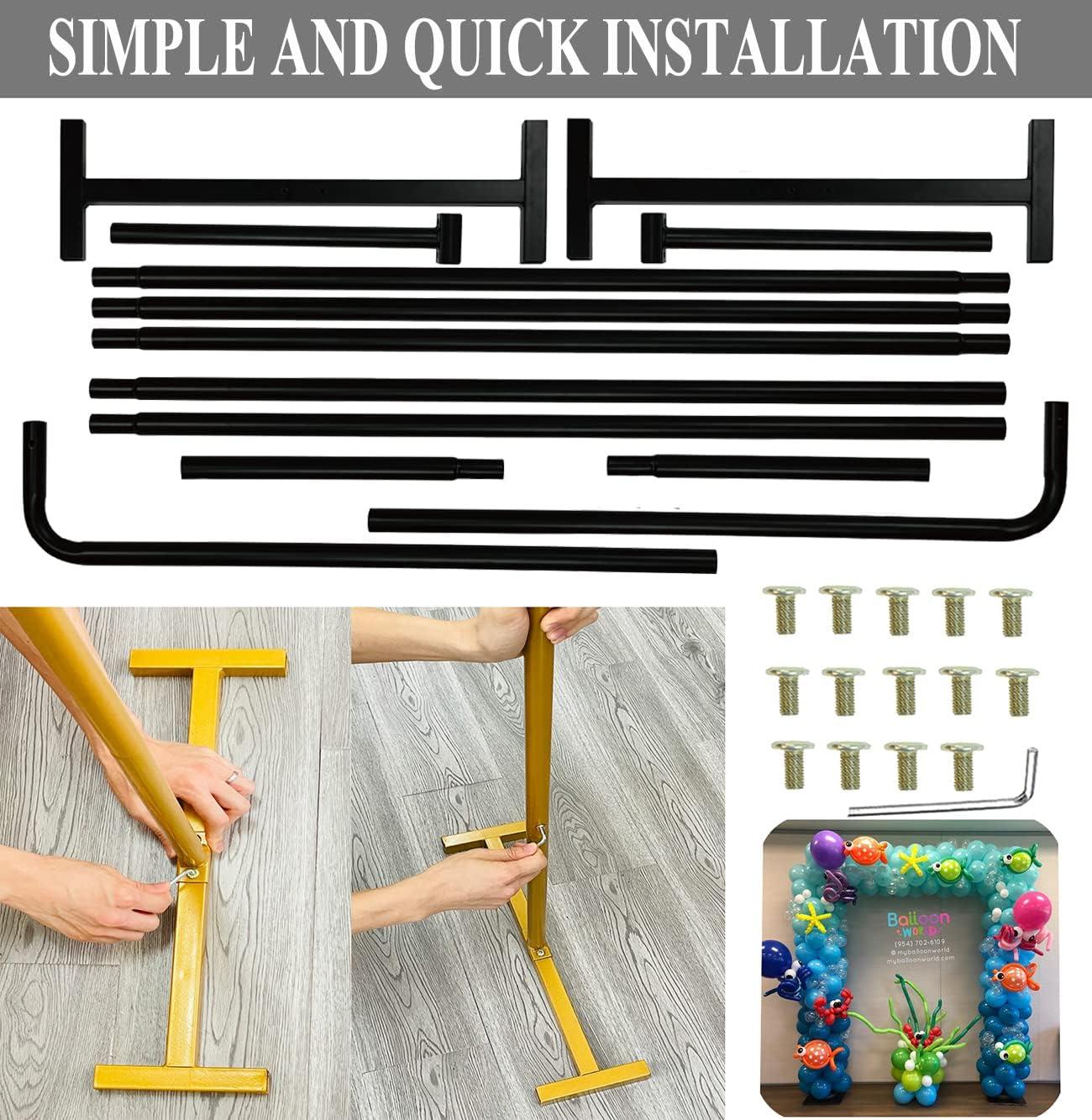 LANGXUN Heavy Duty Metal Square Backdrop Stand Arch for Wedding Birthday Graduation Decorations, Ceremony Reception, Event Party Supplies, Baby Shower Photo Booth Background Supplies (Black)