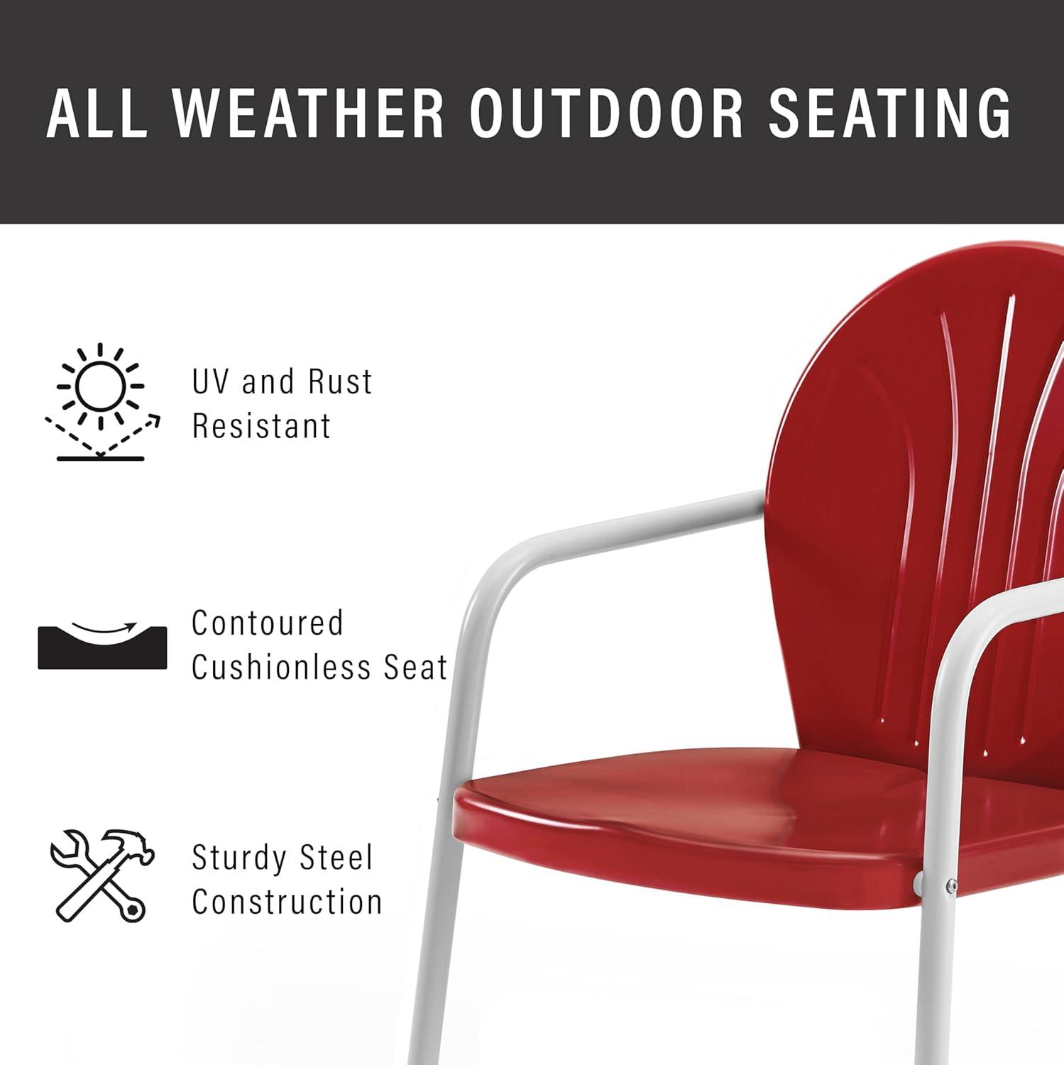 Crosley Furniture Griffith Metal Patio Chair in Bright Red Gloss