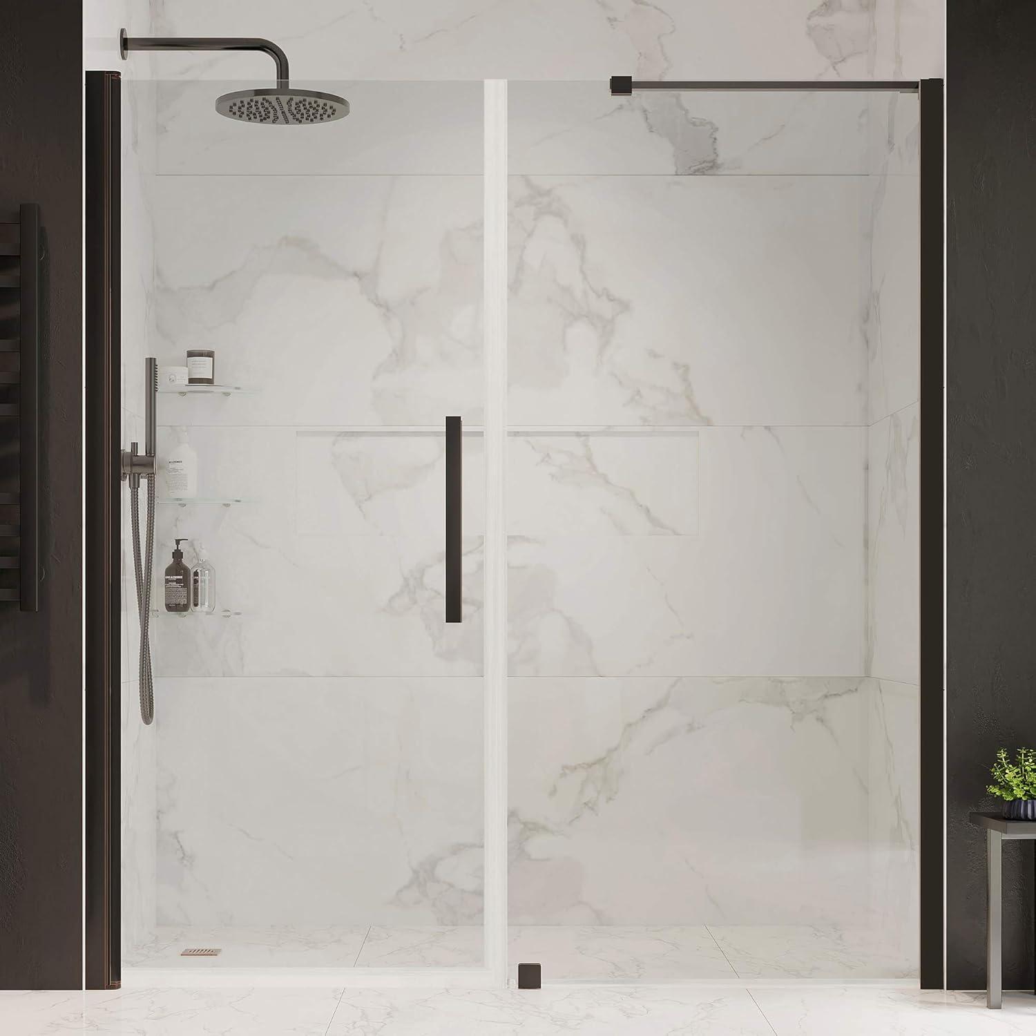 Endless Pasadena 62" W x 72" H Alcove Frameless Shower Kit, Door, Panel, Shelves