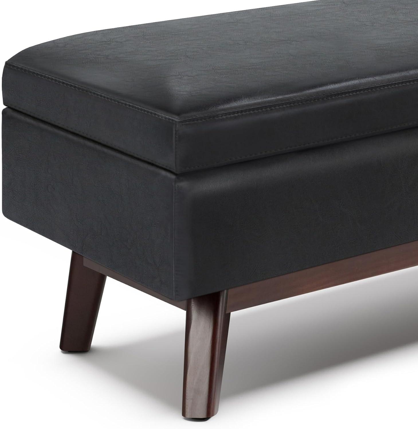 Owen Mid Century Modern Black Rubberwood Cocktail Ottoman