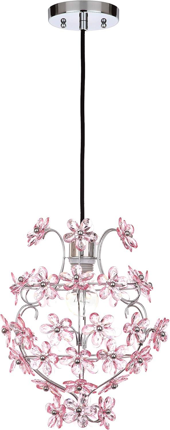 Raz Floral Pendant Lamp - LIT4487 - Chrome - Safavieh