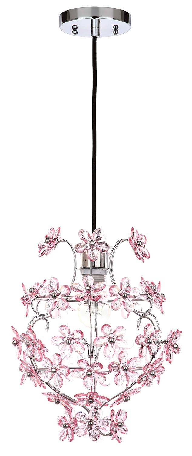 Raz Floral Pendant Lamp - LIT4487 - Chrome - Safavieh