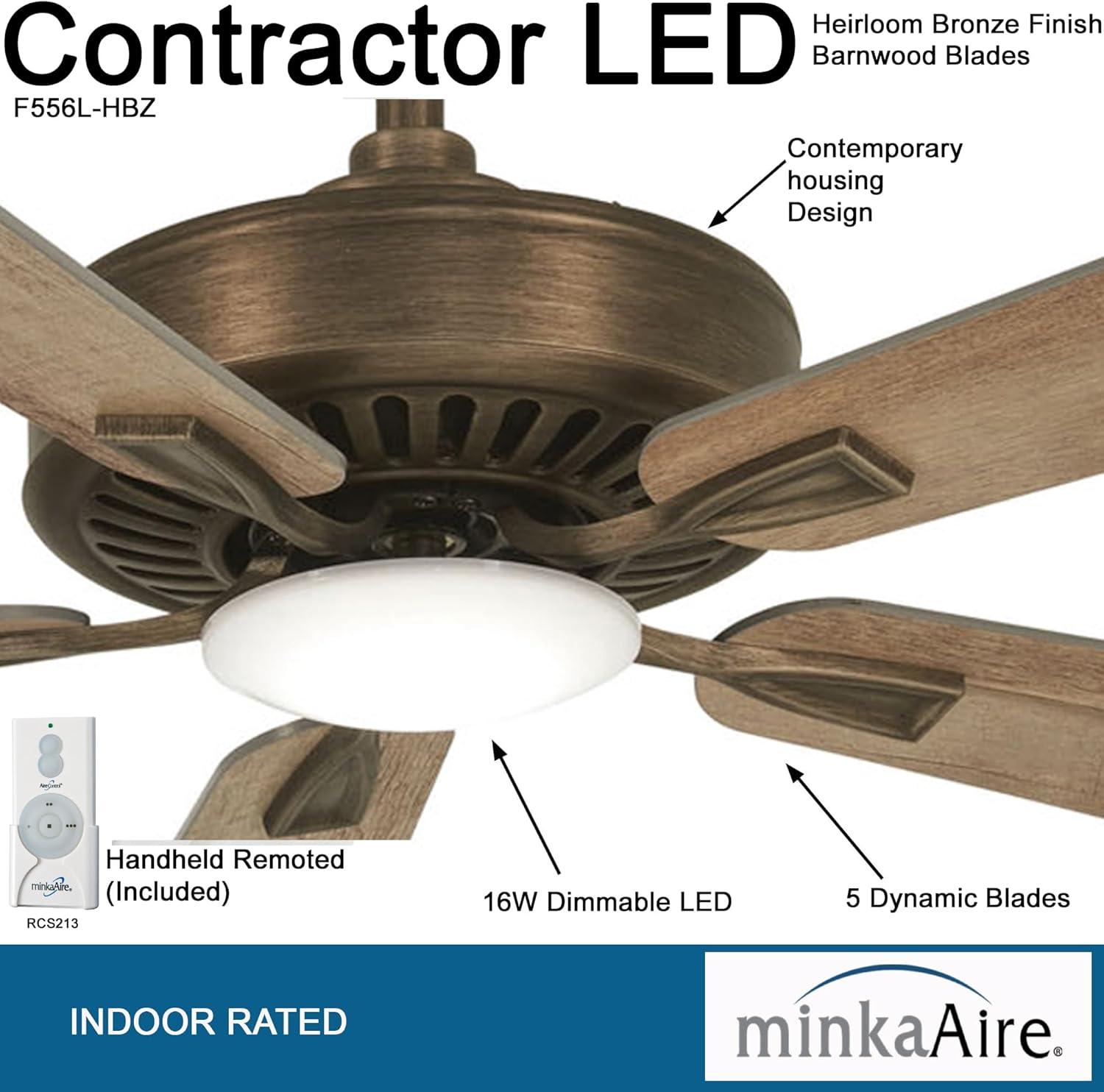 52" Contractor 5 - Blade LED Propeller Ceiling Fan with Remote Control and Light Kit Included