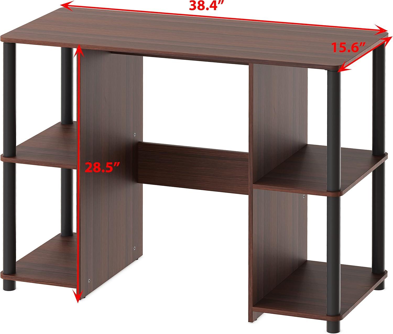 SHW 38-Inch Wood Desk with 2 Sided Shelves, Cherry