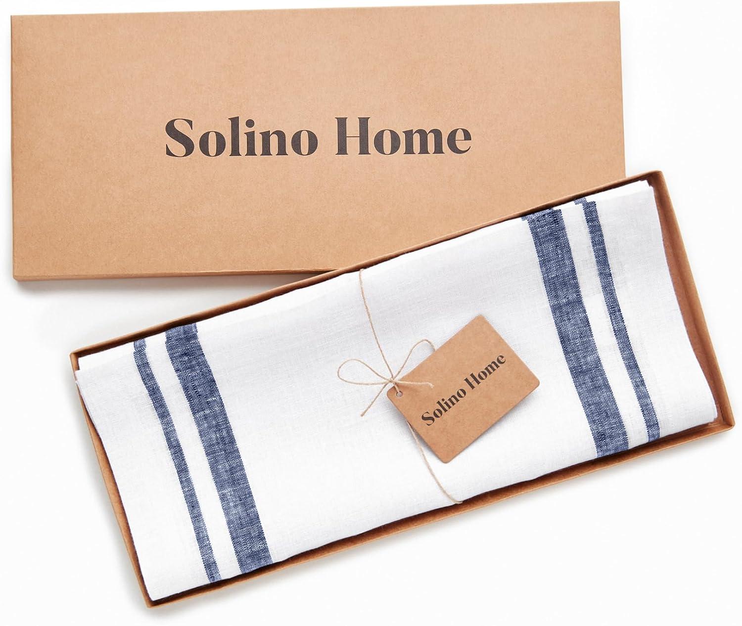 Solino Home French Stripe - 100% Pure Linen Table Runner