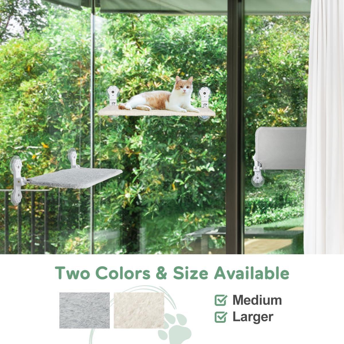 Tucker Murphy Pet™ Foldable Cat Hammock For Window - Cordless, Embeded Machine Washable Padded Bed, Robust Metal Frame - Cat Window Perch For Large Cats And Kittens (White Bolster Bed, Large)