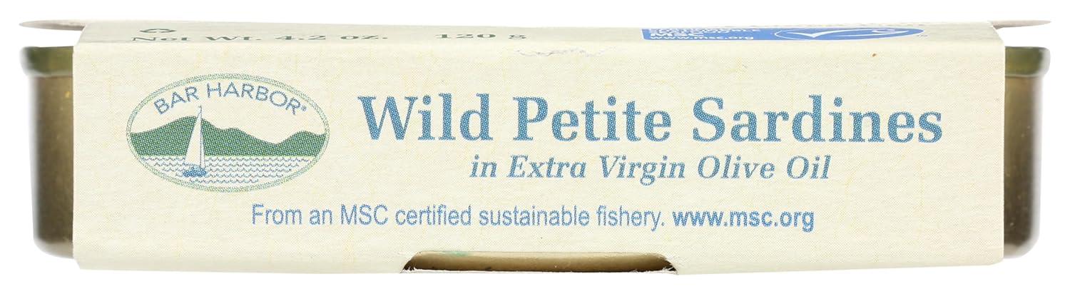 Bar Harbor Wild Petite Sardines in Extra Virgin Olive Oil, 4.2 oz (120 g)