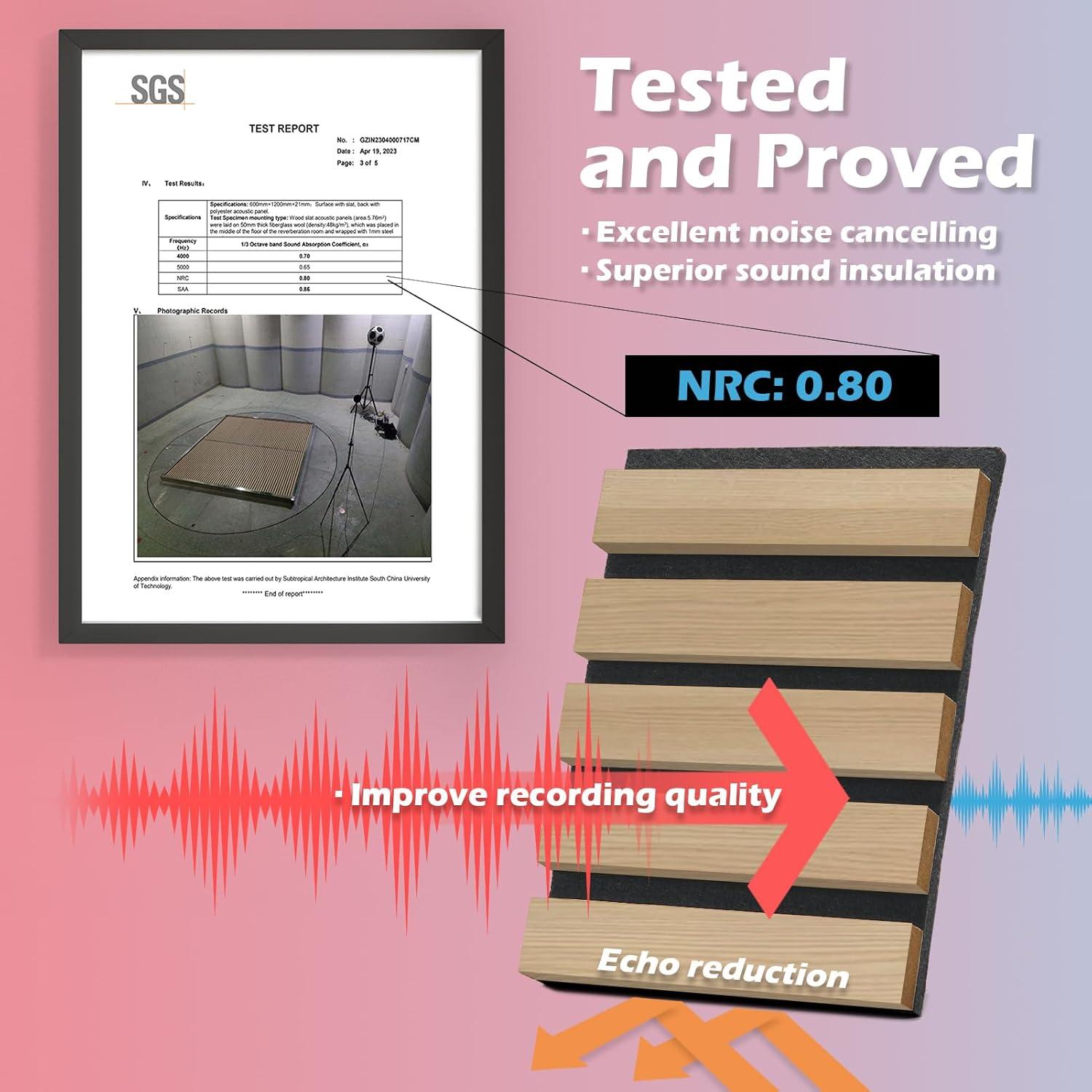 Art3d 2-Pack 108" x 12" Acoustic Wood Panels for Wall, Soundproof Wood Slat Panel for Wall and Ceiling, 3D Fluted Sound Absorbing Paneling for Interior Wall Decor, Living Room, Bedroom - Peach