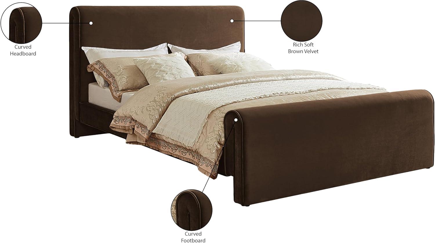 Meridian Furniture Sloan Brown Velvet Queen Bed