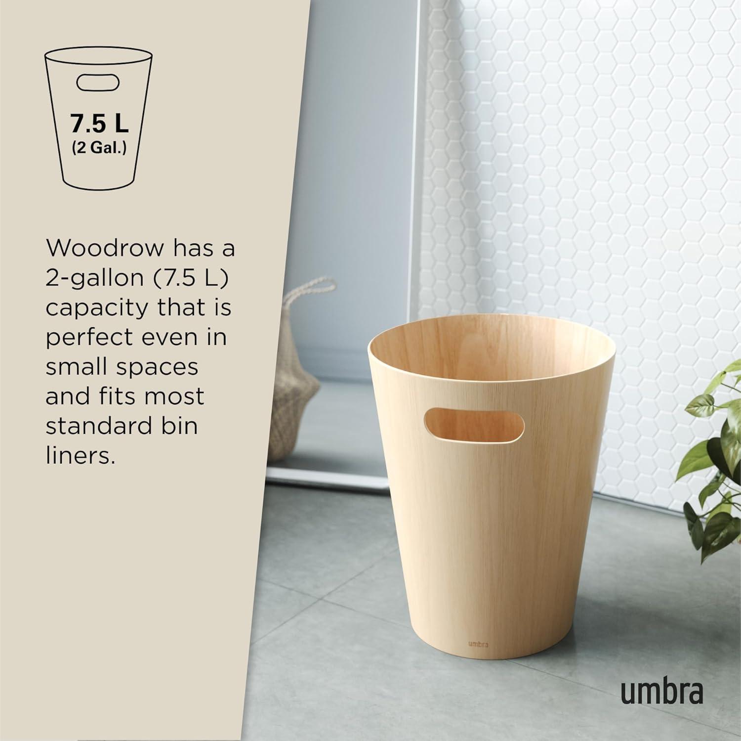 Umbra Woodrow Manufactured Wood Open Waste Basket - 2.25 Gallons