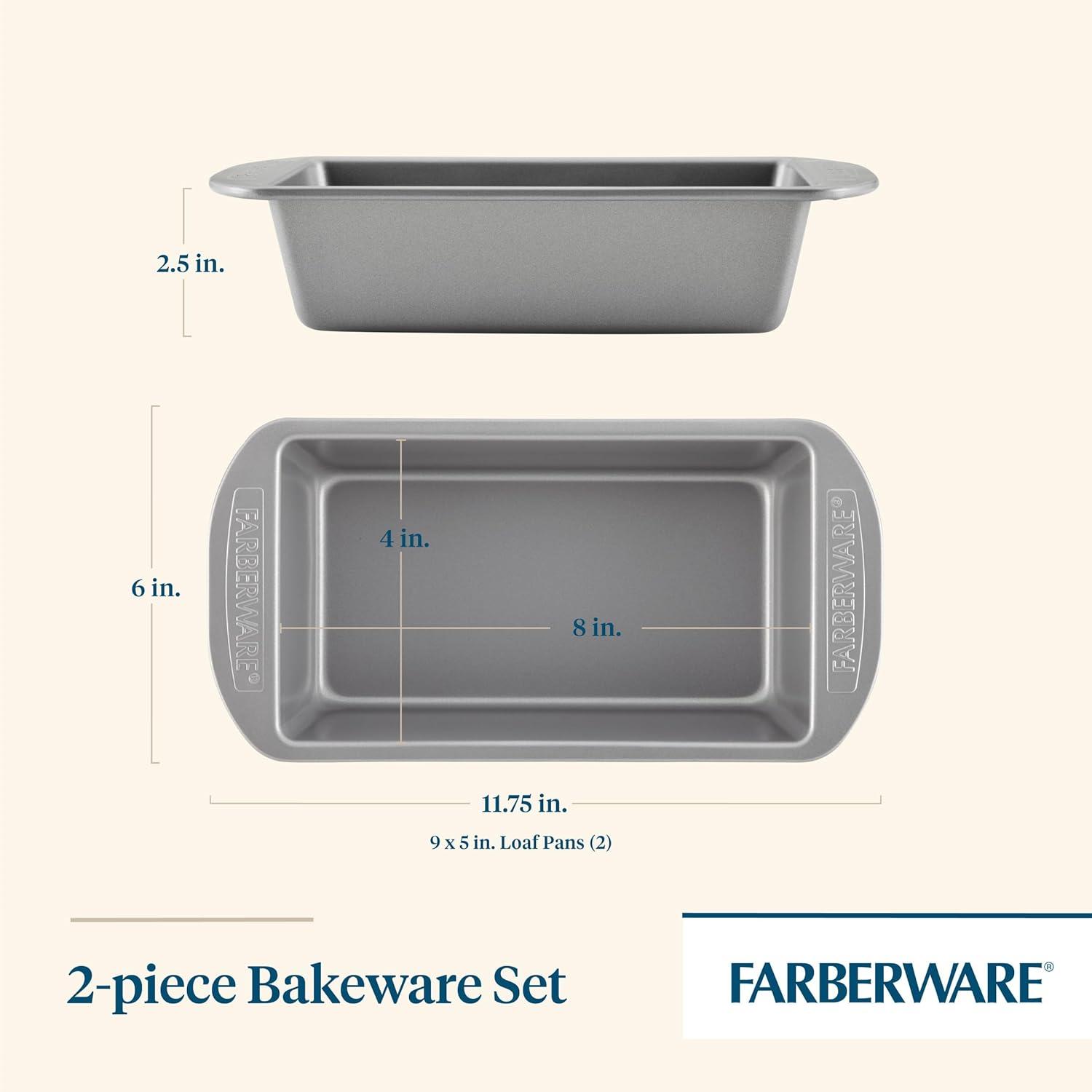 Gray Steel Nonstick Rectangular Loaf Pan Set