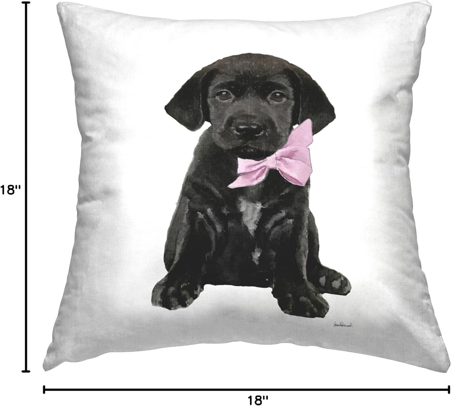 Stupell Industries Stupell Industries Black Puppy Pink Glam Bow Pet Portrait Printed Throw Pillow by Amanda Greenwood
