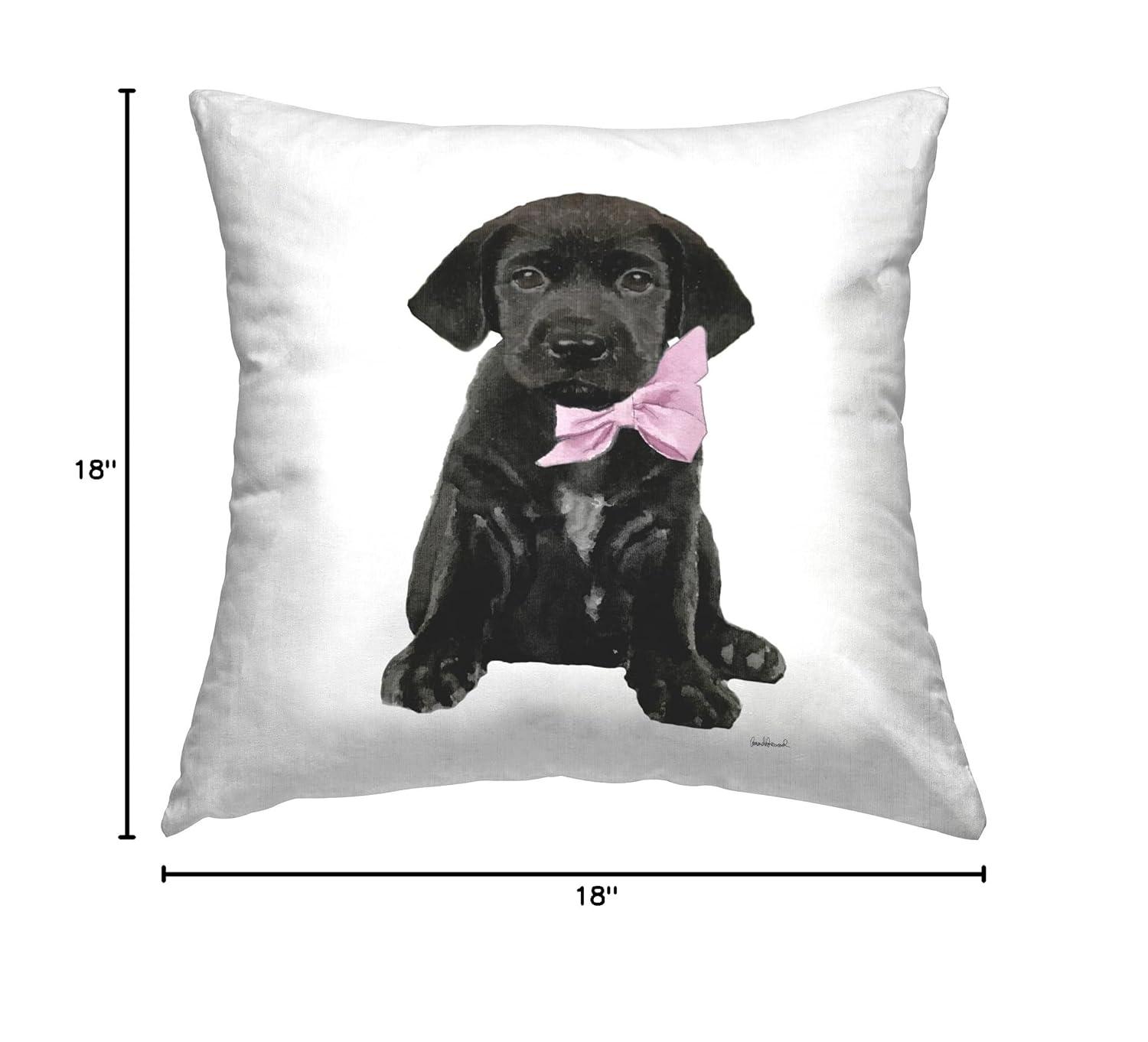 Stupell Industries Stupell Industries Black Puppy Pink Glam Bow Pet Portrait Printed Throw Pillow by Amanda Greenwood