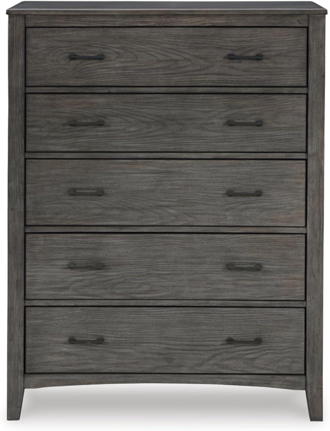 Gray Transitional 5-Drawer Chest with Felt Lined Drawer