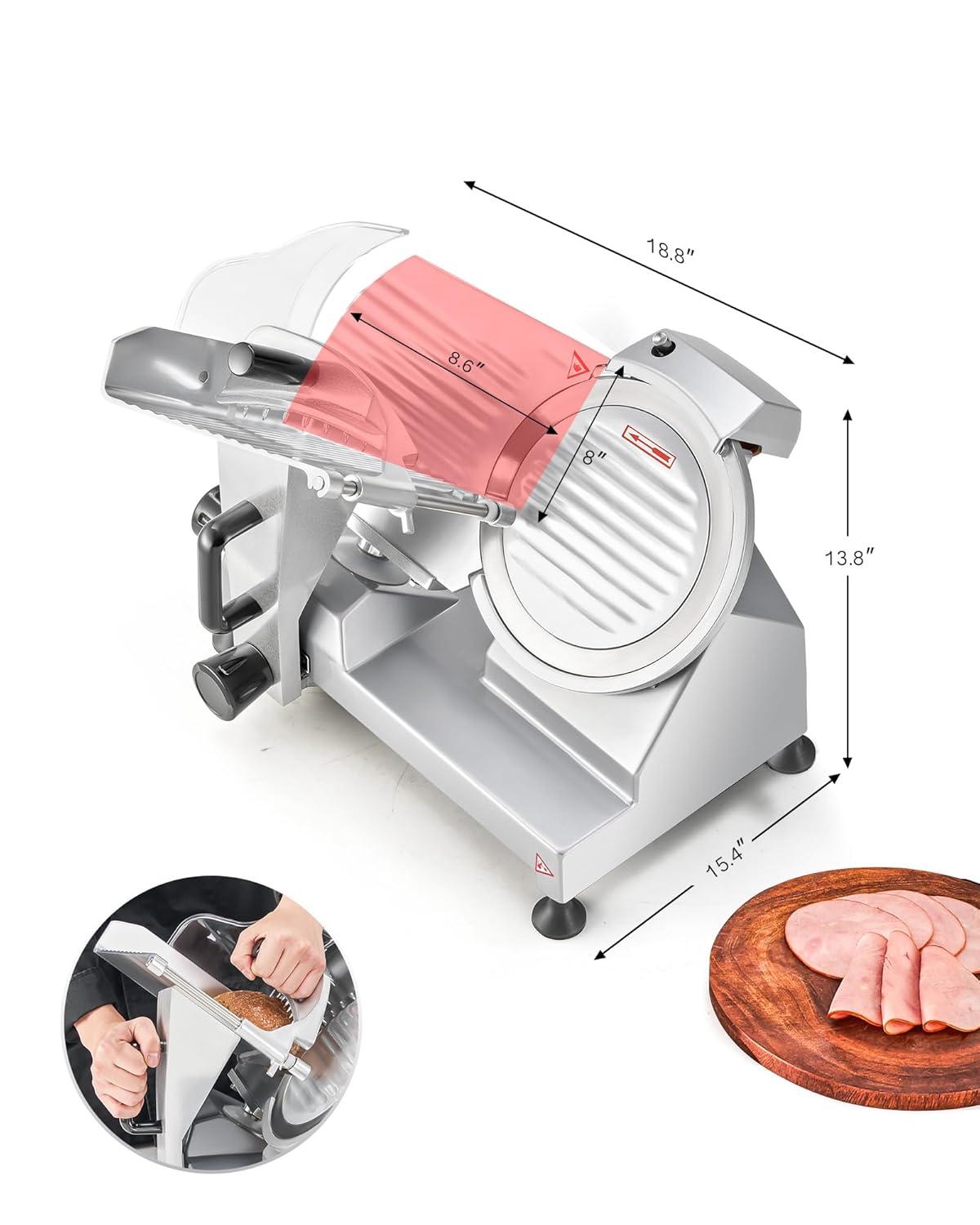 Wilprep Commercial Meat Slicer for Home 150W Electric Deli Food Slicer with 10" Blade