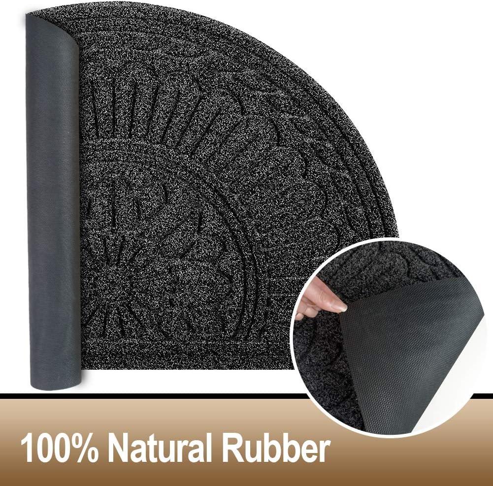 Mibao Door Mat Outdoor Indoor, 23.5" x 35.5", Half Round Door Mats, Non-Slip Front Door Mats Outdoor, Dirt Trapper Welcome Mats for Front Door, Back Door, Shoe Scraper, Black