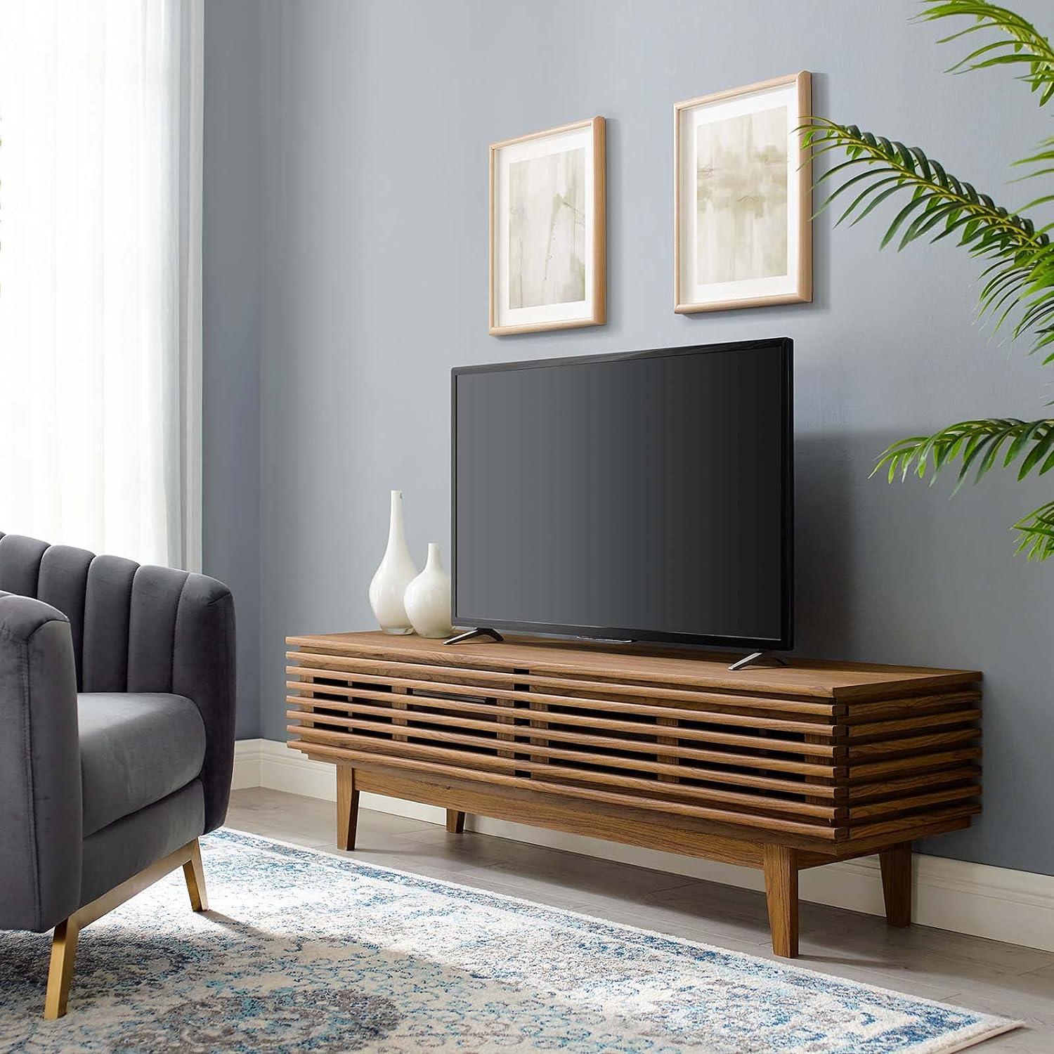 Render 60" Mid-Century Walnut TV Stand with Cabinet