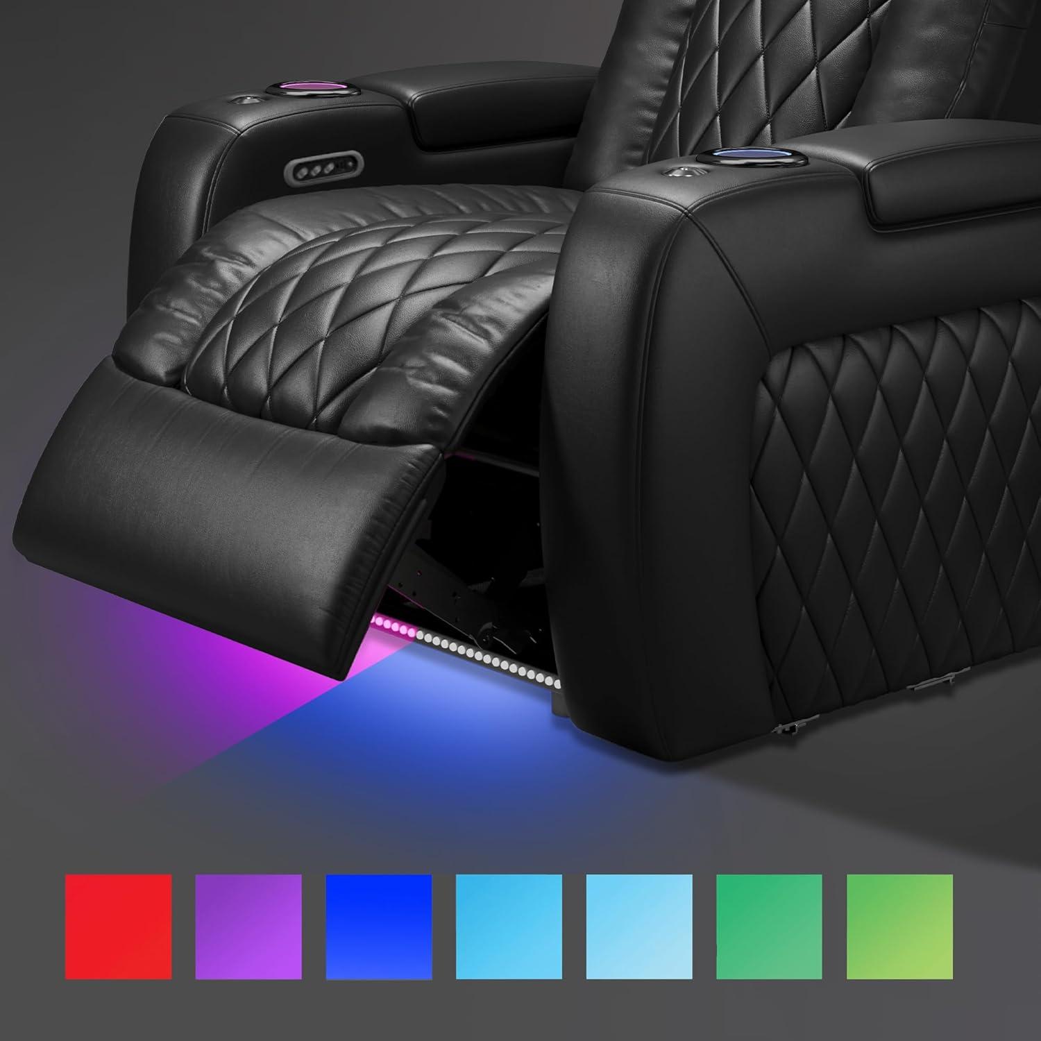 Orren Ellis Tuscany Leather Home Theater Seating with Cup Holder