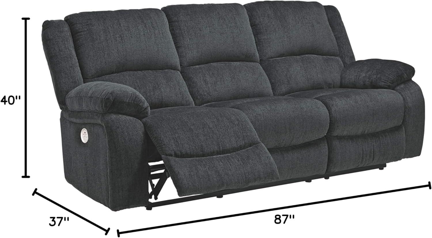 Signature Design by Ashley Draycoll Power Reclining Sofa in Slate