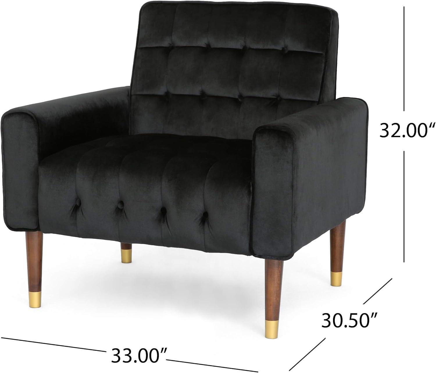 Bourchier Modern Glam Velvet Armchair Black -Christopher Knight Home: Tufted, Upholstered, Comfortable Seating