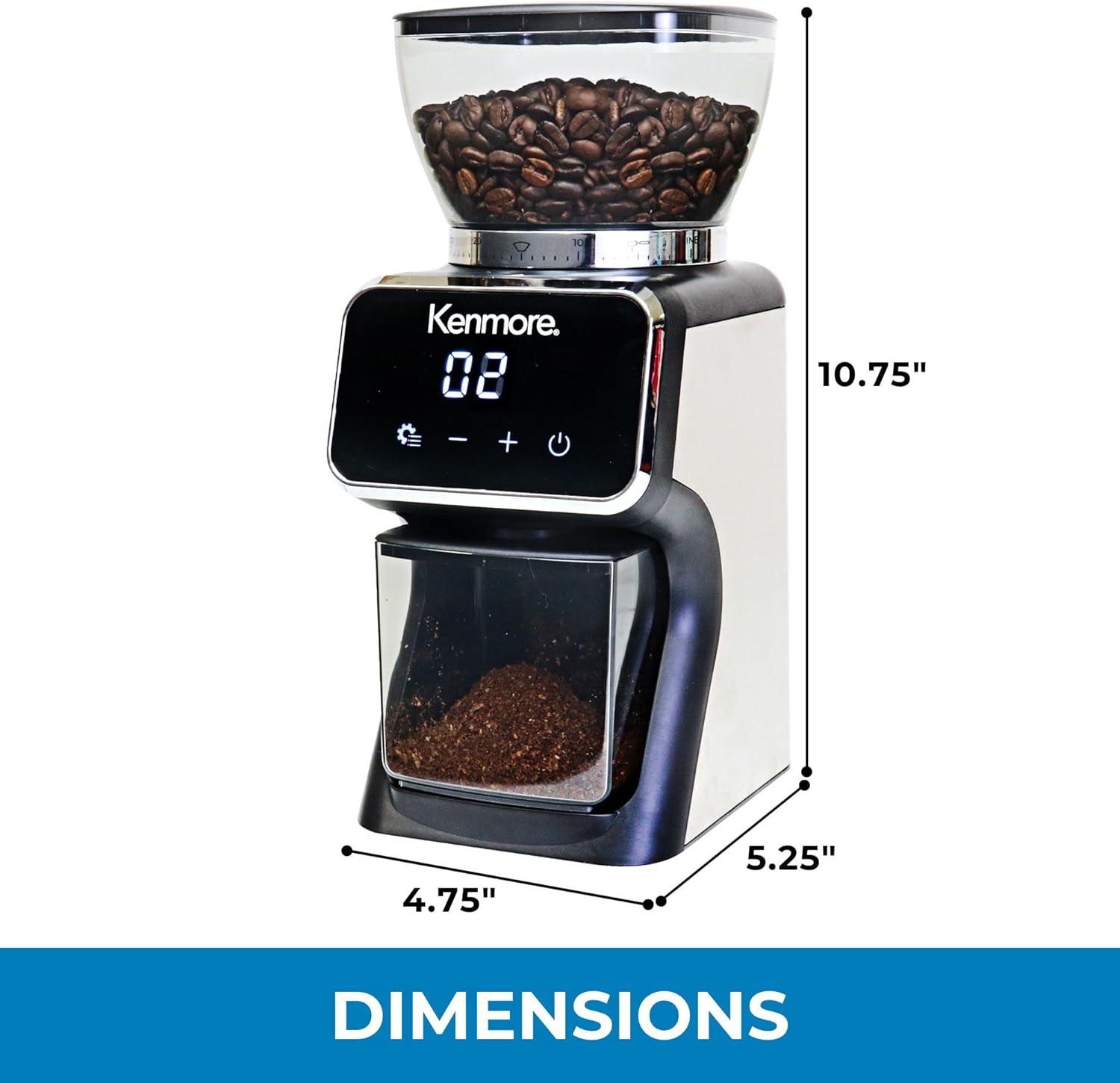 Kenmore Digital Conical Burr Coffee Grinder with 30 Grind Sizes