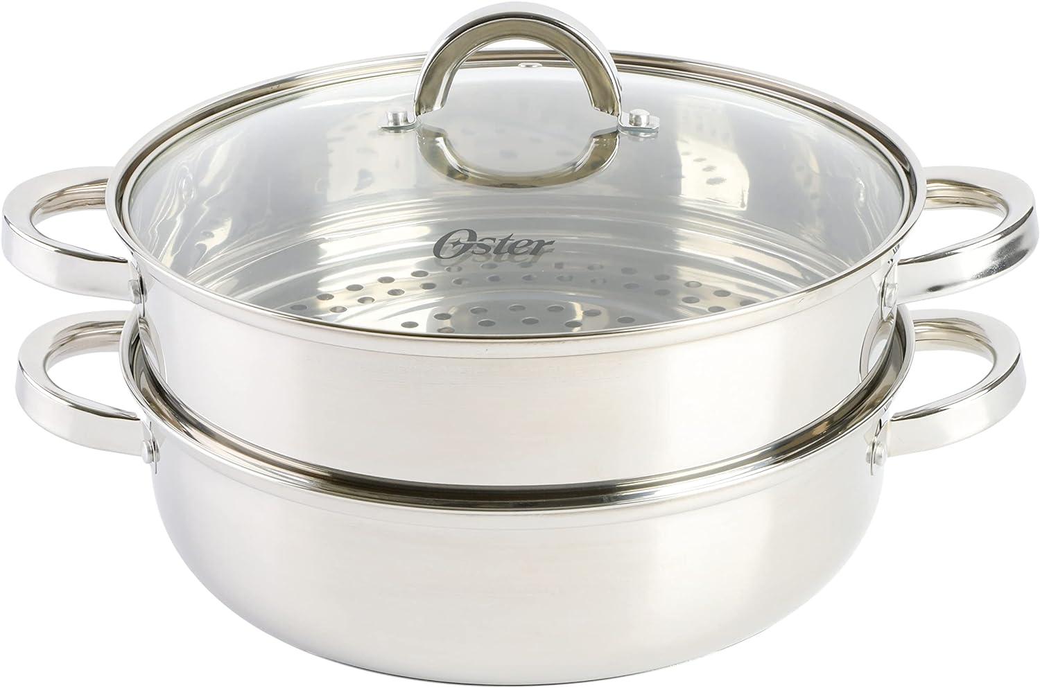 Oster 11-Inch Stainless Steel Pan with Steamer and Lid